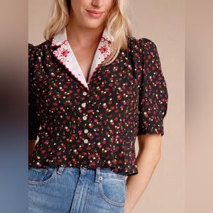 Rouje Anas Top in Mini Roses Noir 44